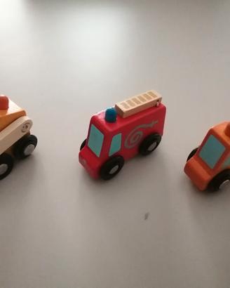 Set 3 mezzi di trasporto in legno marca Sevi 