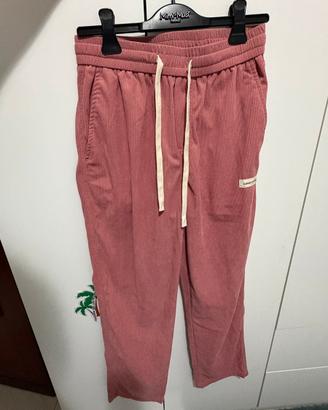 Pantalone di tuta rosato, velluto a coste S