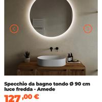 specchio bagno led 90 cm