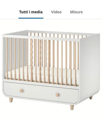 Lettino MYLLRA Ikea (con materasso e lenzuola)