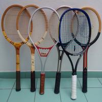 Lotto di 6 racchette tennis vintage 3 in legno.