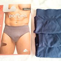 POMPEA 3 Paia Slip Uomo in Morbida Microfibra blu.