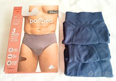 POMPEA 3 Paia Slip Uomo in Morbida Microfibra blu.