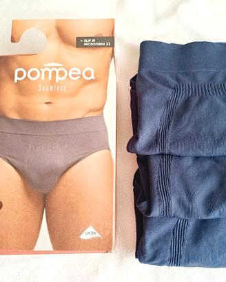 POMPEA 3 Paia Slip Uomo in Morbida Microfibra blu.