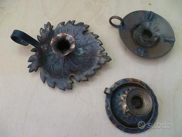 Bugie in rame portacandela 3 PZ. vintage