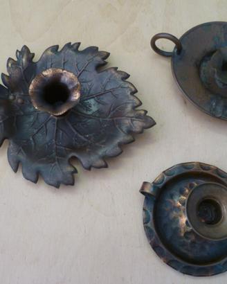 Bugie in rame portacandela 3 PZ. vintage