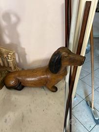Canino Bassotto d'Epoca Scolpita in Legno Massello