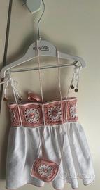 Vestitino bimba ad uncinetto e lino