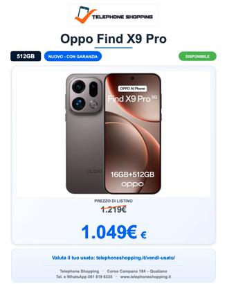 Oppo Find X9 Pro 16/512GB Nuovo