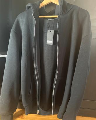 Felpa Urban Classics bianca con zip e cappuccio