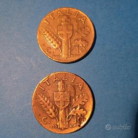 2 Monete da 10 centesimi del 1939 e 1940.