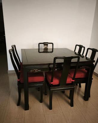 Tavolo Allungabile+6 Sedie,Olmo Massello,Orientale