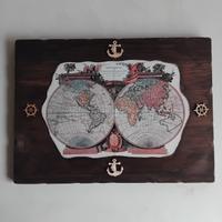 stampa su legno mappamondo antico