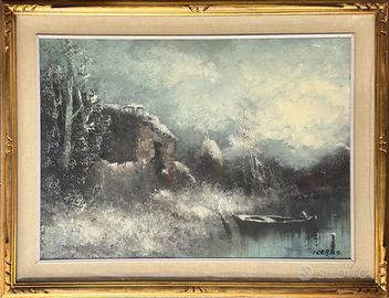 Ivano Ivo Cerrai pittore quadro olio su tela Nevic