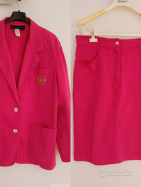 Completo Les Copains fucsia giacca + gonna cotone