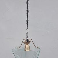 Lampada a sospensione vintage in ottone e vetro 