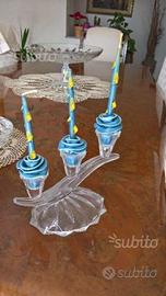 Candelabro in vetro con candele