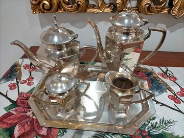Servizio the e caffè ottone argentato 