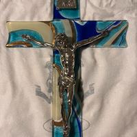 Crocifisso vetro murano e argento nuovo