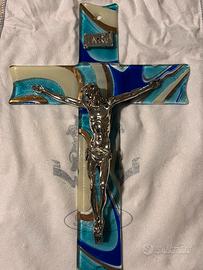 Crocifisso vetro murano e argento nuovo