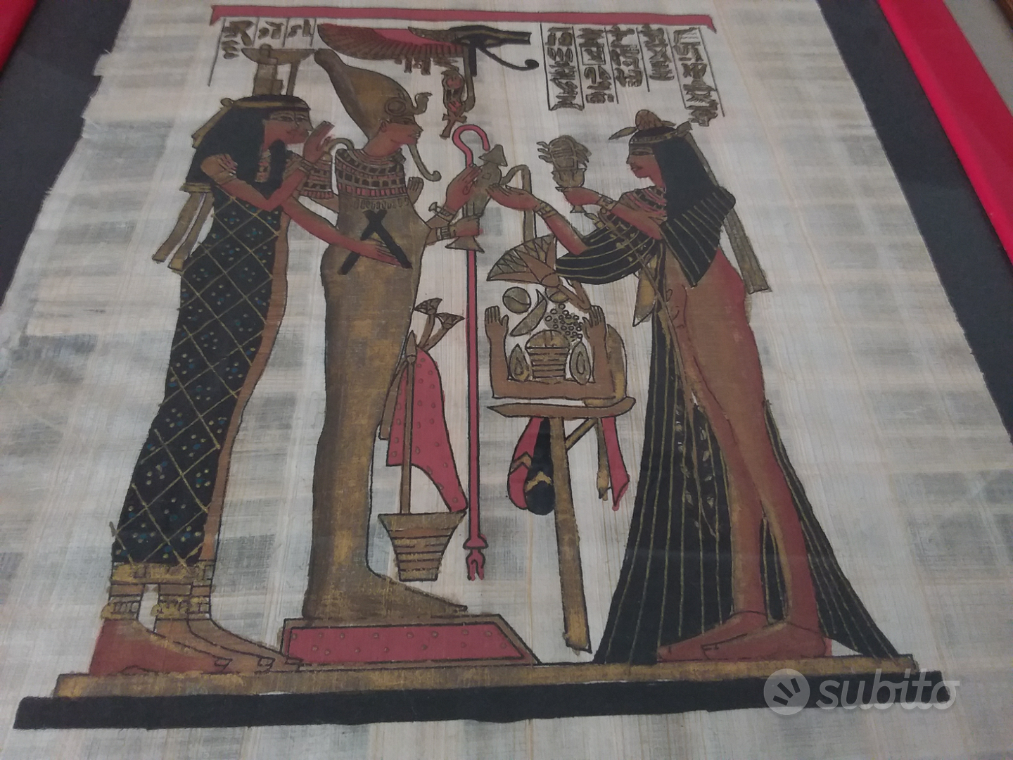Quadro papiro egizio in cornice rossa. Egiziano - Arredamento e Casalinghi  In vendita a Bari