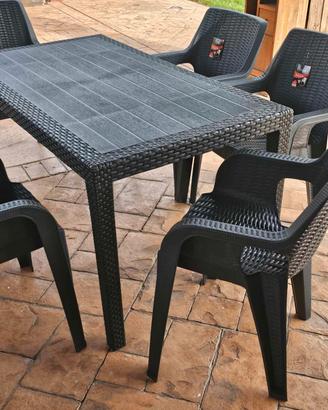 Tavolo Rattan Bianco o Nero Sedie a Parte 