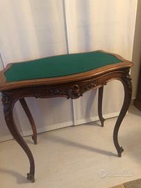 Tavolino da gioco in legno massiccio, vintage