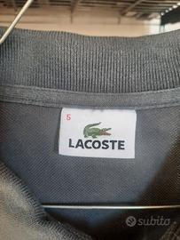Polo Lacoste grigia, manica lunga, taglia 5