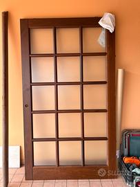 Porta scorrevole Noce con vetro