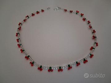 Collanina girocollo choker con perline in vetro 
