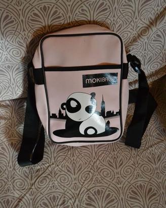 Borsa rosa donna/ragazza con tracolla nera