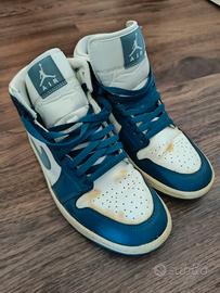 Nike Air Jordan 1 Mid White/Blue - Taglia 41