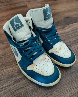 Nike Air Jordan 1 Mid White/Blue - Taglia 41