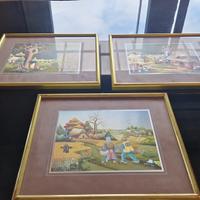 Tris quadretti vintage 1970-80 cornice oro