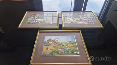 Tris quadretti vintage 1970-80 cornice oro