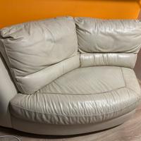 Divano bianco in pelle vera