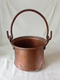  secchio antico di rame  e ottone 