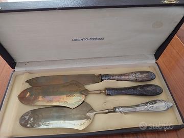 Posate da dessert vintage in argento 800