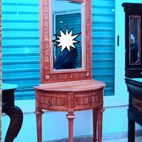 consolle a mezzaluna in ciliegio e intardiata