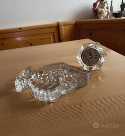 Posacenere e orologio da tavolo in vetro