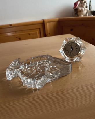 Posacenere e orologio da tavolo in vetro