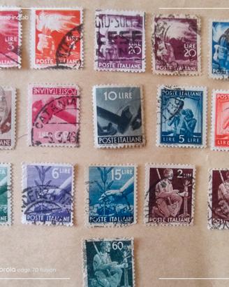 16 francobolli serie democratica italia