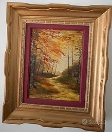 Dipinto olio su tela, Vintage, in cornice d'epoca