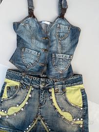 Gonna Guess e canottiera jeans promod