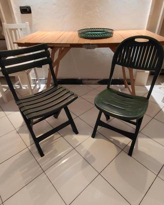 6 sedie pieghevoli plastica  verdi