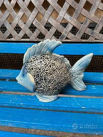 Pesce ceramica traforata con luce decorazione mare
