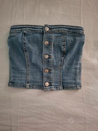 Crop top a bustier in denim