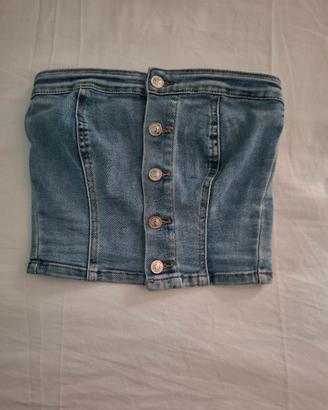 Crop top a bustier in denim