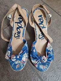 Espadrillas alte in tessuto .Replay tg 38.