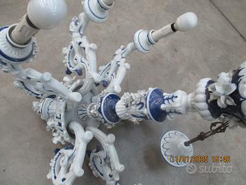 Lampadario ceramica vintage + 2 appliques